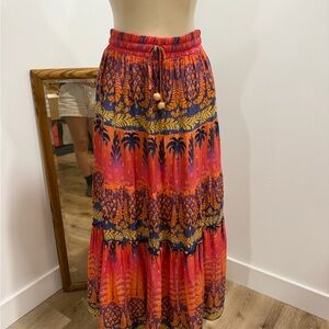 Farm Rio Boho Tiered Maxi Skirt in XS